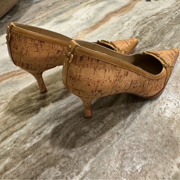 Stuart Weitzman NWOB Cork Pointed Toe Pumps - Gold Horsebit Detail - 10M - Picture 3 of 15